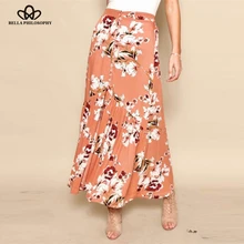 Женская пляжная юбка Bella Philosophy, розовая длинная юбка на пуговицах с цветочным принтом, лето