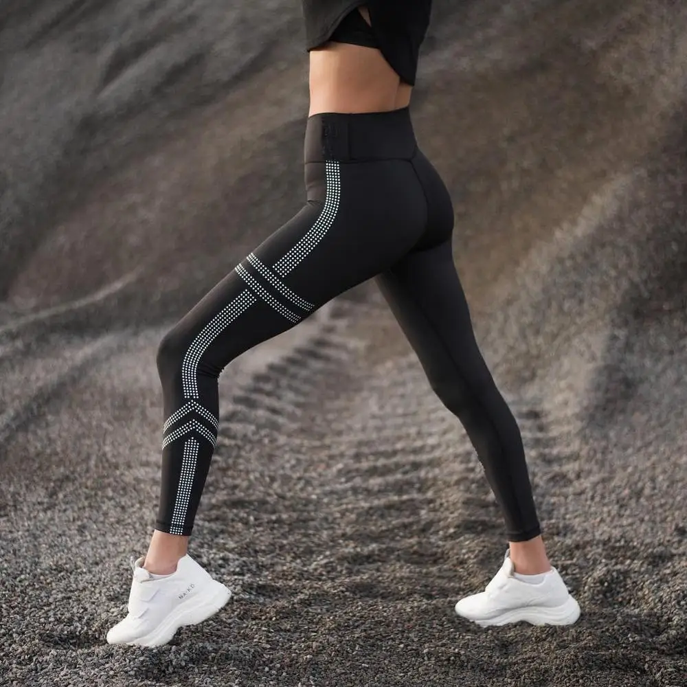 

White Dot Stripe High Waist Sports Pants Black Gray Yoga Trousers Hip Gym Pants Dance Leggings Elastic Slim for Women Training
