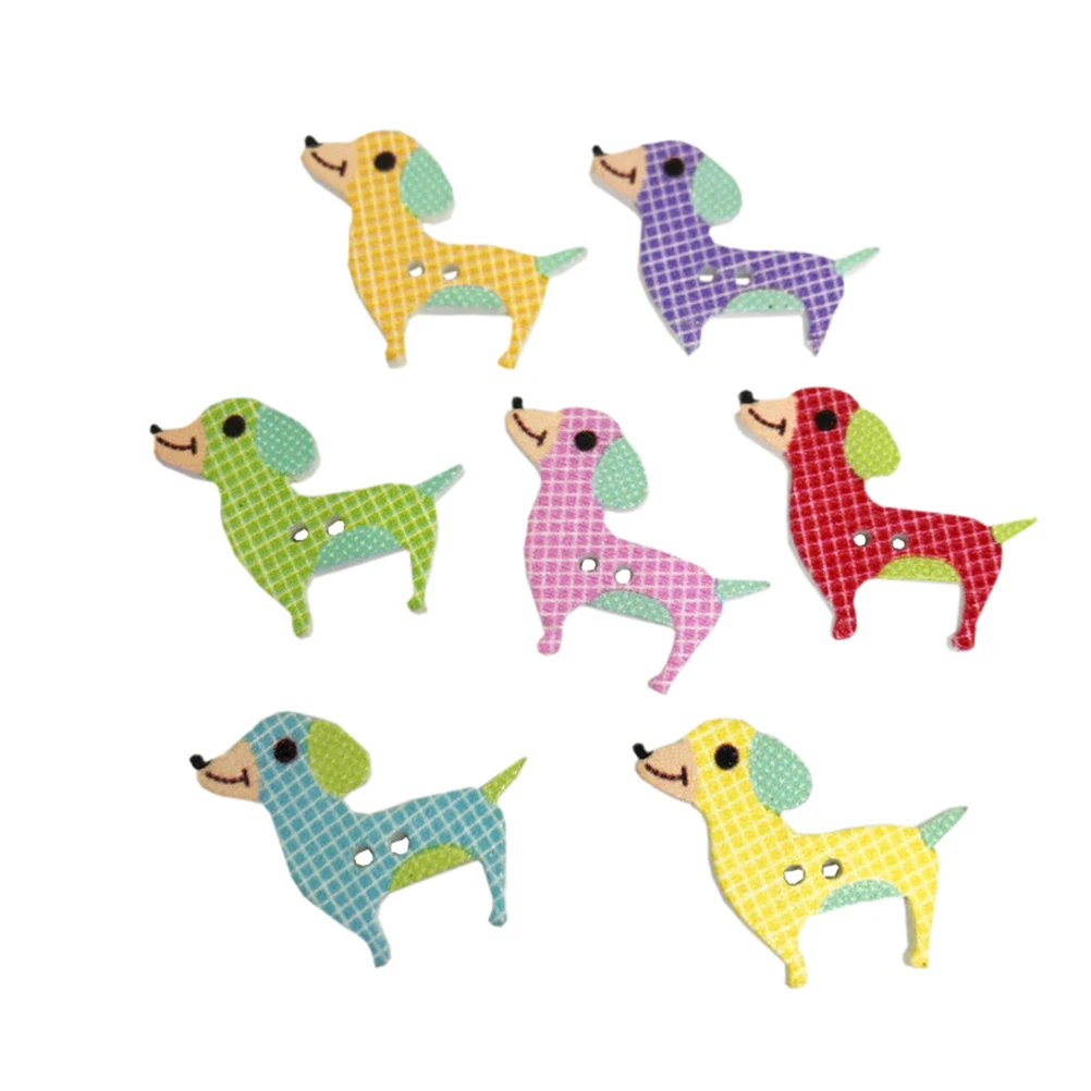 50 шт собаки красочные Мультяшные деревянные пуговицы деревянные кнопки сделай сам для шитья для скрапбукинга и рукоделия Kniting