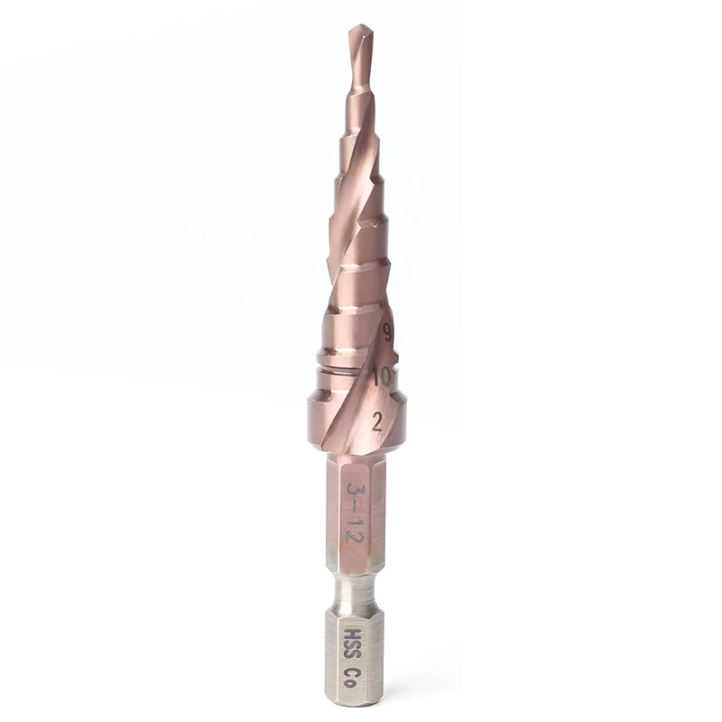 

HSS CO M35 Hex Shank 3-12MM Spiral Groove Broca Metal Step Cone Drill Bit Stainless Steel Hole Saw Cutter Wood Power Tool