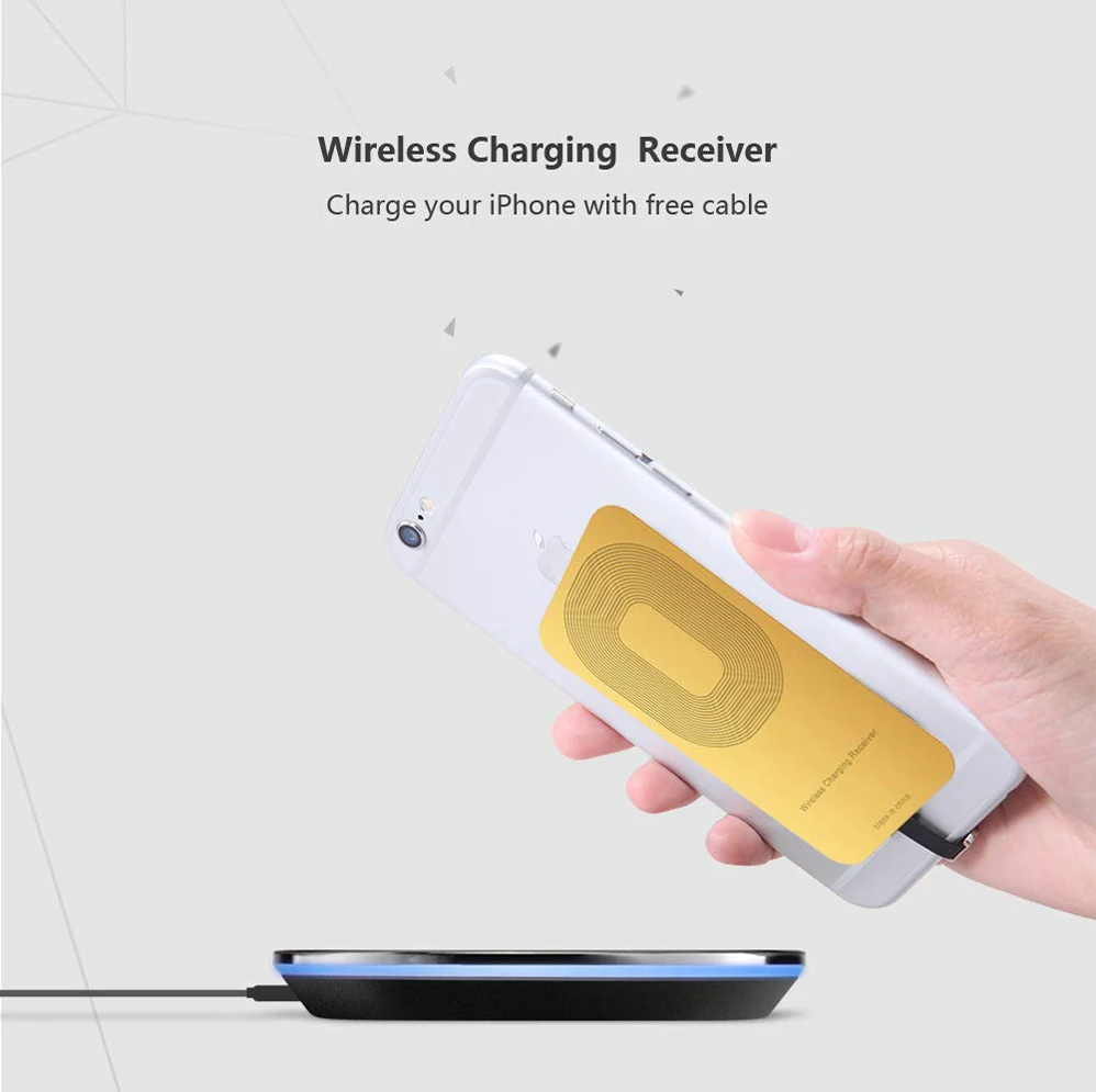 «I Приемник Тип A для iPhone 5 5s SE 6 6Plus 6s Plus 7 7Plus XIAOMI MI A2 A3 Redmi Y2 5A 6 6A Note 7 A Pro 7a MI 8 Lite Mi 9 9T pocophone F1 LG HUAWEI vivo Oppo Wireless Charging Receiver Adapter