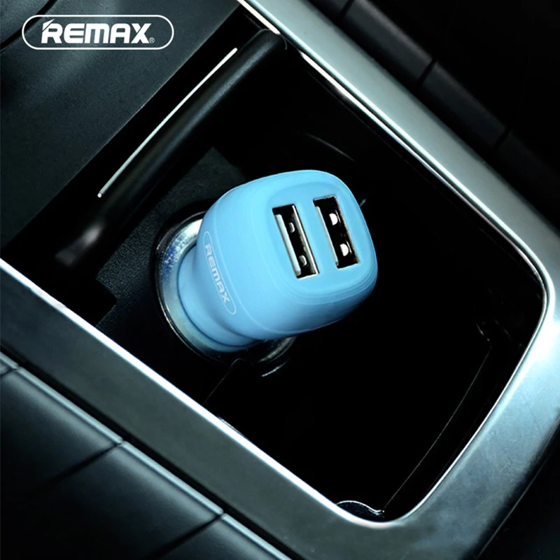 ريماكس شاحن سيارة 2 usb الناتج 2.4a مصغرة تهمة سريع ل فون x 8 سامسونج العالمي شاحن سيارة للهواتف أقراص