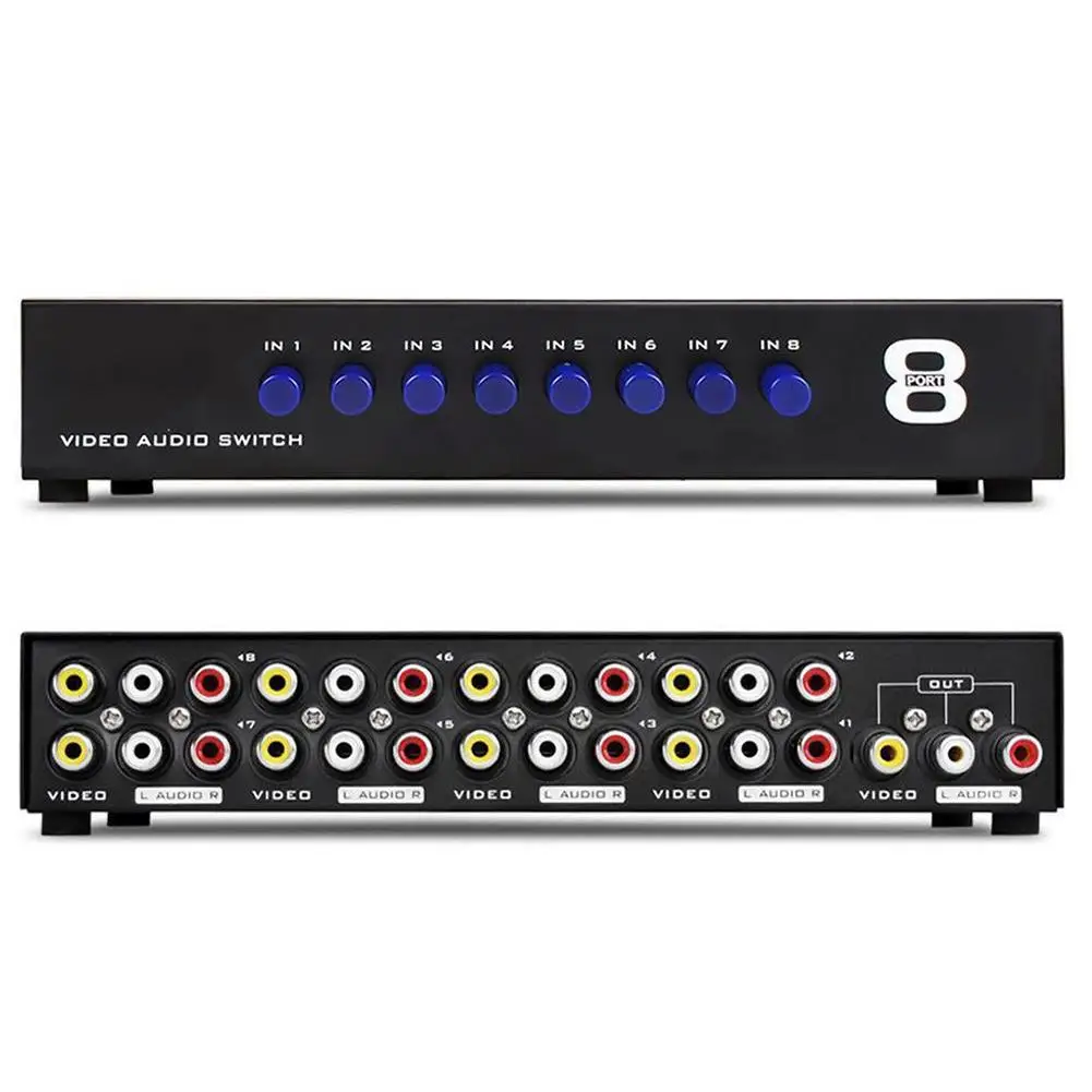 

New hot 8 in 1 out Composite Video Audio 3 RCA AV Switch Switcher Box Selector for HDTV