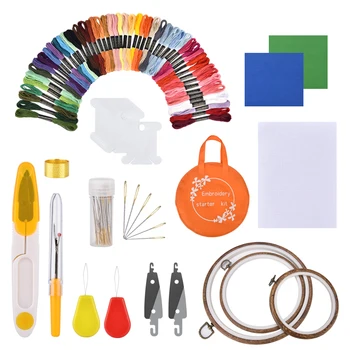 

50/100 Colors DIY Embroidery Pen Knitting Sewing Tool Kit Punch Needle Set Threads Embroidery Hoop Round Needlecraft Sewing Tool