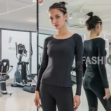 Спортивная женская рубашка для йоги одноцветная с длинным рукавом плотная футболка фитнес-тренинг Пешие прогулки бег Быстросохнущий дышащий Топ