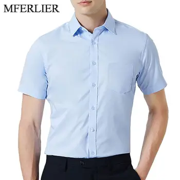 

MFERLIER Summer shirt men Plus size 5XL 6XL 7XL 8XL 9XL 10XL 11XL 12XL Bust 165cm short sleeve men shirt 4 colors