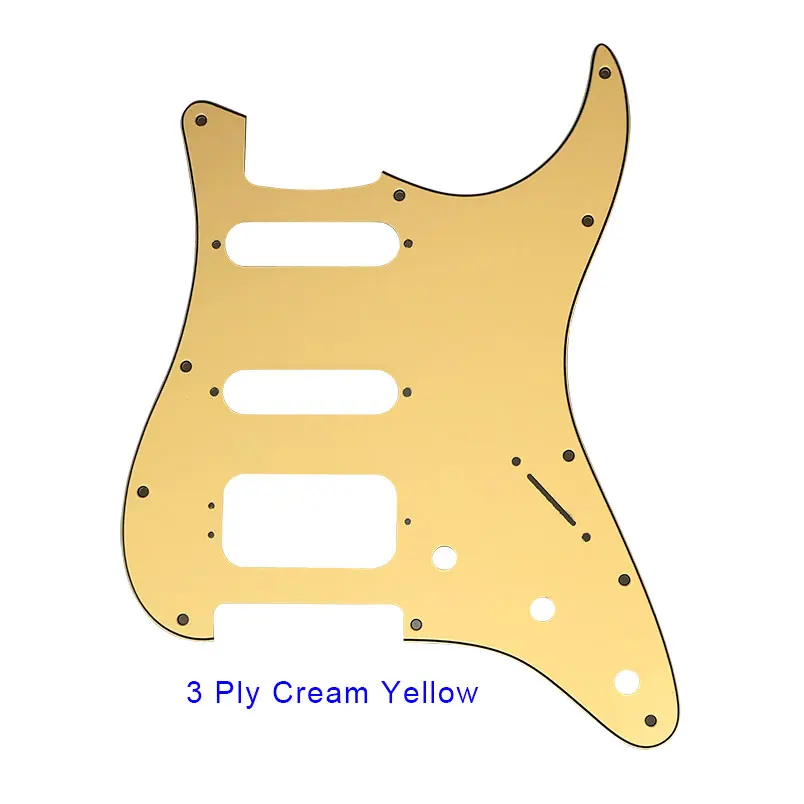 Pleroo гитара pickguards костюм для 11 винтовых отверстий США и мексиканский Stratocaster люкс хамбакер гитара из высокопрочной стали царапины пластины - Цвет: 3 ply cream yellow