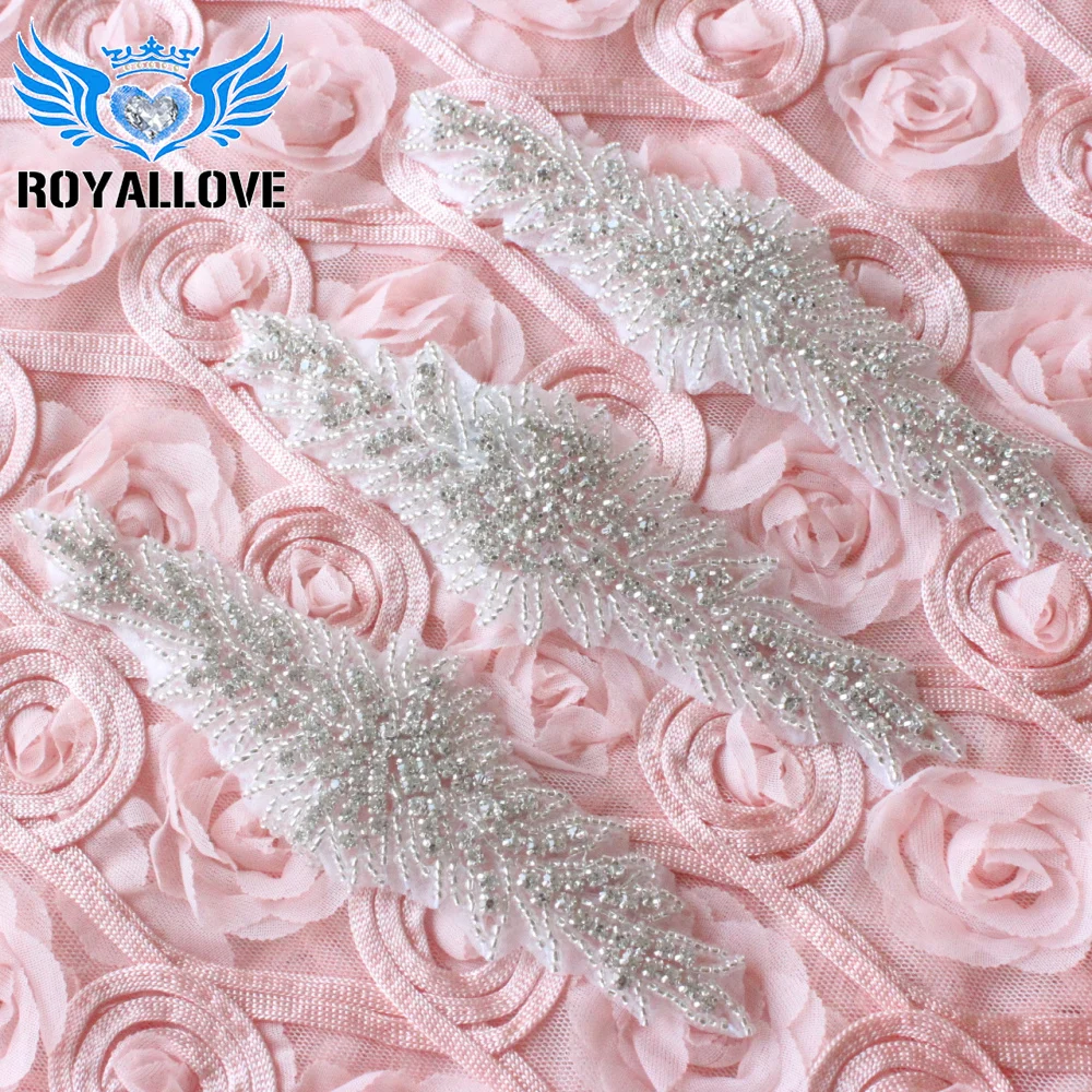 5 шт./лот Royallove iron on bridal вышитый бисером Кристалл Серебряный горный хрусталь