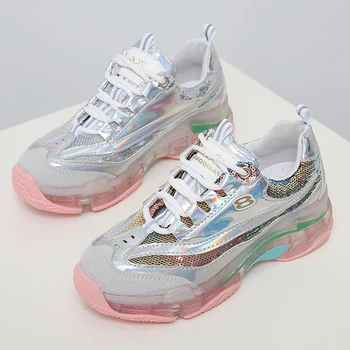 

Designer Dad Sneakers Women Chunky Sneakers Platform 2019 Glitter Sneakers Casual Shoes Woman Trainers baskets chaussures femme