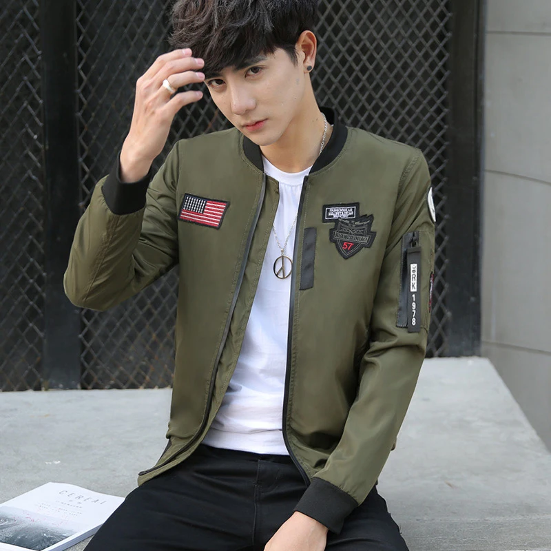 

Embroidery Bomber Jacket Men Hip Hop Slim Fit Letter Stand Collar Bomber Jacket Coat Men's Hooded Jackets Plus Size 4XL