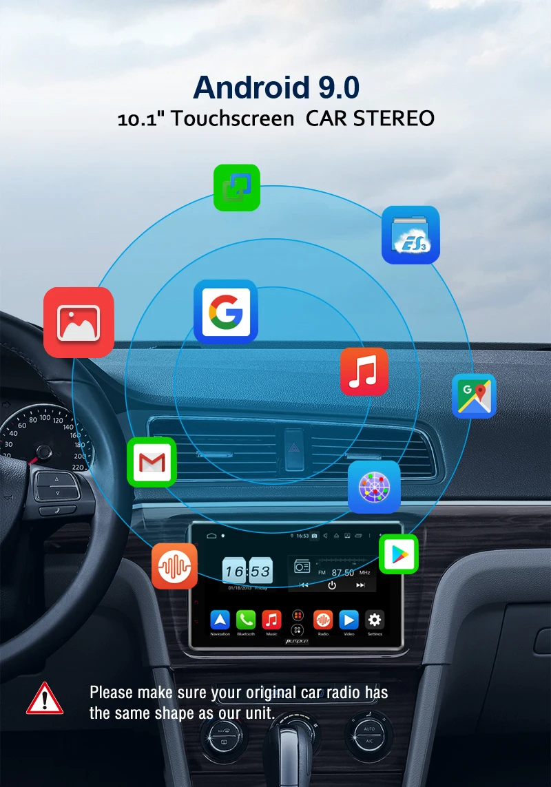Pumpkin 2 Din 10.1''Android 9.0 Universal Radio Octa-core 4GB 32GB Car Stereo Audio No DVD Player GPS Navigation Wifi OBD2 DAB