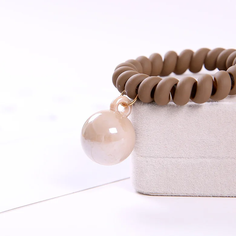 1pcs Bead Charms telephone line elastic hair with a solid color girl hair ring women accessories Trendy Headbands head jewelry
