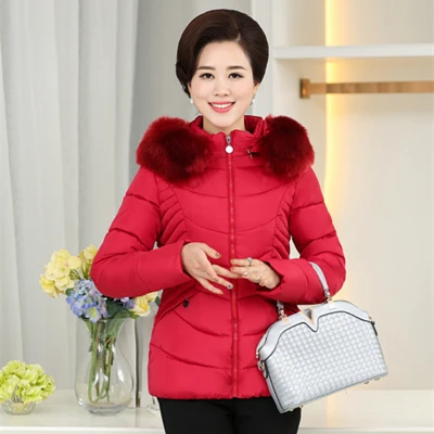 Меховой воротник, короткое пальто с хлопковой подкладкой для женщин с капюшоном размера плюс 4xl, зимняя куртка, повседневная верхняя одежда, однотонная цветная куртка feminina inverno - Цвет: red