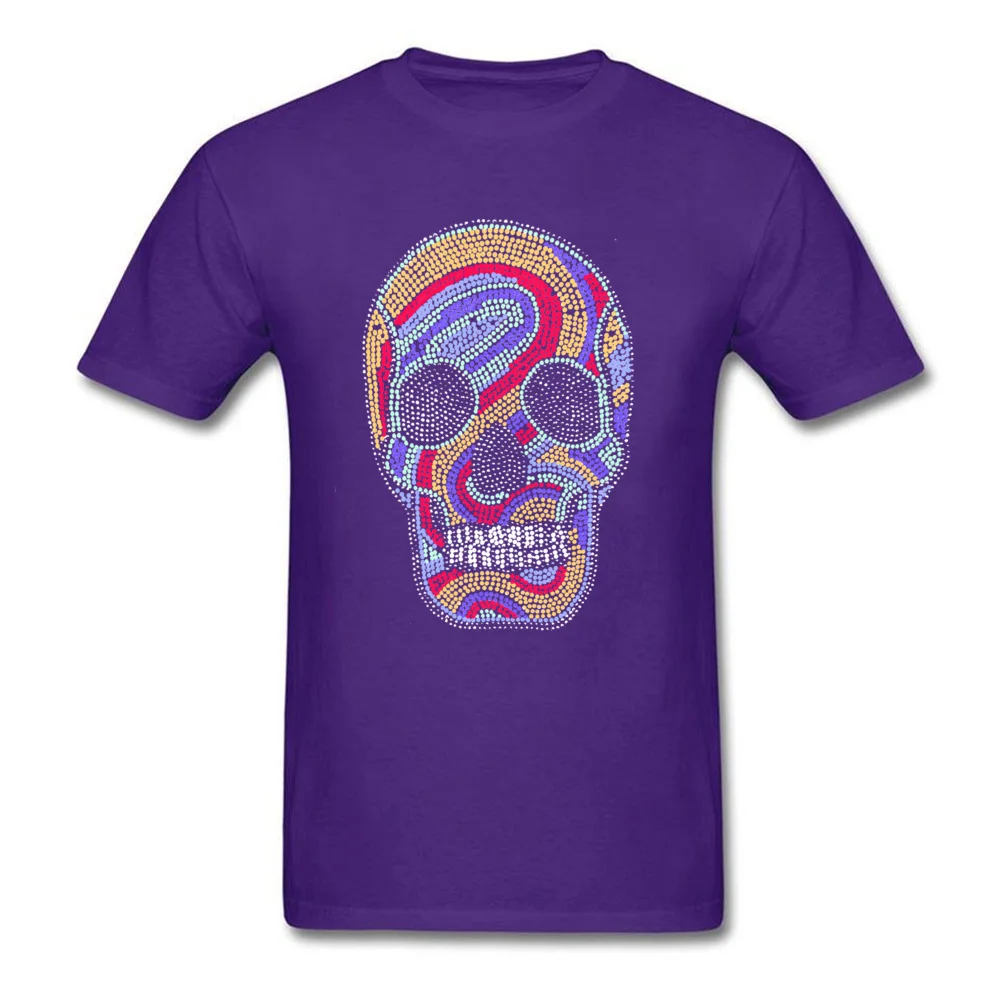 Casual Short Sleeve Tops Shirts Summer Autumn Crewneck Cotton Men's Tshirts psychedelic skull Casual T-Shirt 2018 New Fashion psychedelic skull purple