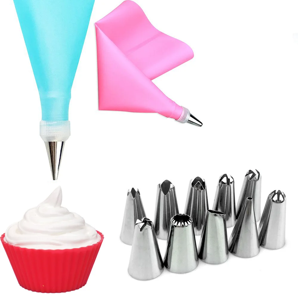 

12Pcs/Set Nozzles for Confectionery Bag Cake Icing Decorating Tools Confectionery Nozzles Cream Nozzles Reusable Pastry Bag