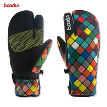 Boodun водонепроницаемые теплые утолщенные женские зимние лыжные перчатки с тремя пальцами сноуборд снегоход для велосипеда и уличных видов спорта перчатки