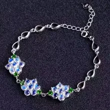 Браслет натуральный лунный камень 925 серебро natural blue gem цветы браслет fine jewelry подарок для женщин вечерние