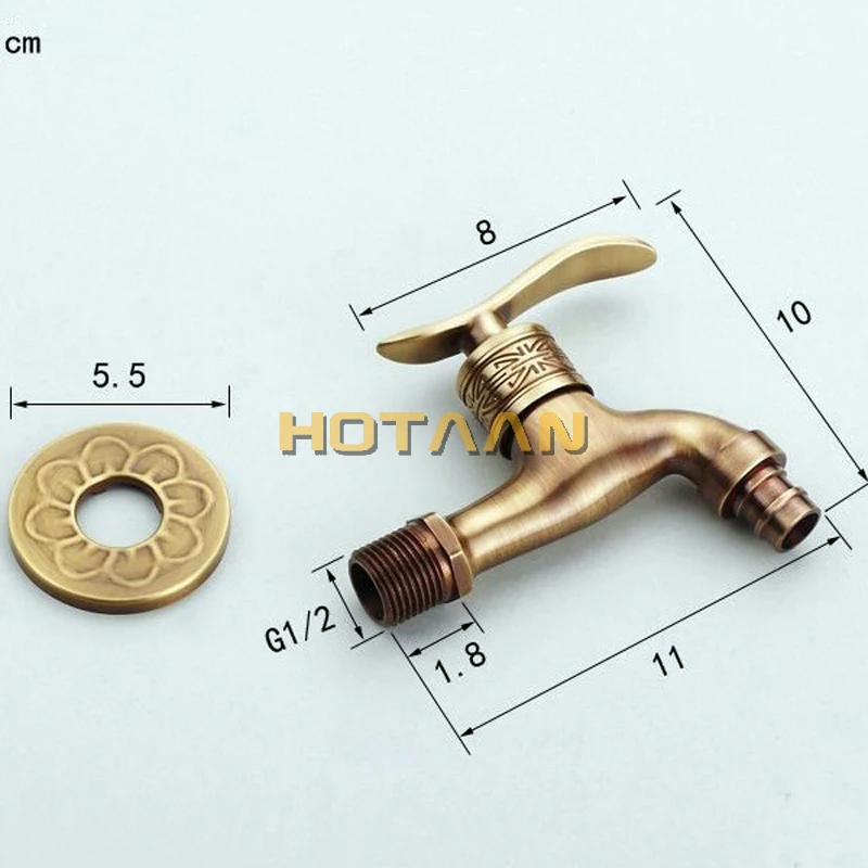 Кран крана античная латунь отделка Ванная комната настенное крепление стиральная машина водопроводный кран краны yt-5161-a