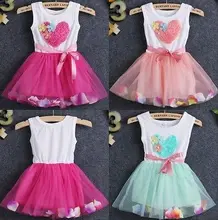 Age 1 4 Years Fashion Beautiful Newborn Baby Kids Girls Princess Love Petal Tulle Fancy Dress