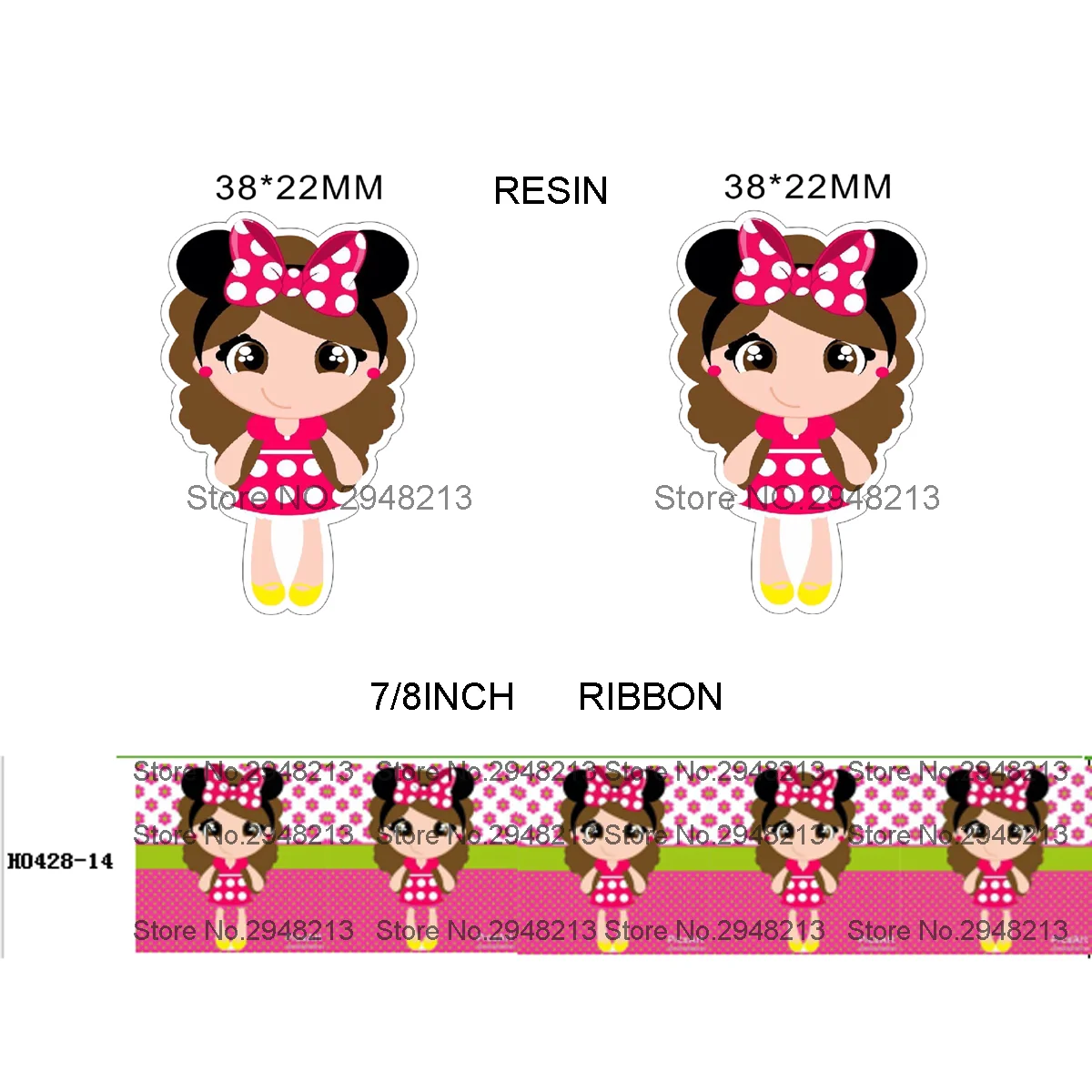

printed cartoon grosgrain ribbon and resin sets 7/8inch 50yard ribbon and 50pcs resin 1 sets REB140
