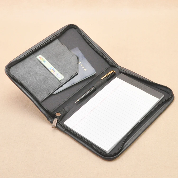 

Faux leather A5 file folder with a zipper folders for documents bad folder padfolio with external bill bag inner papers 1251A