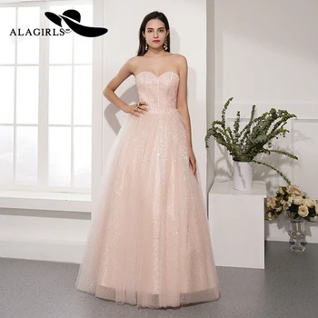 

Hot Sale Sparkle Sweetheart Pink Prom Dress A-line Lace-up Evening Dress Sexy Floor-Length Party Dress Vestido de fiesta 2020