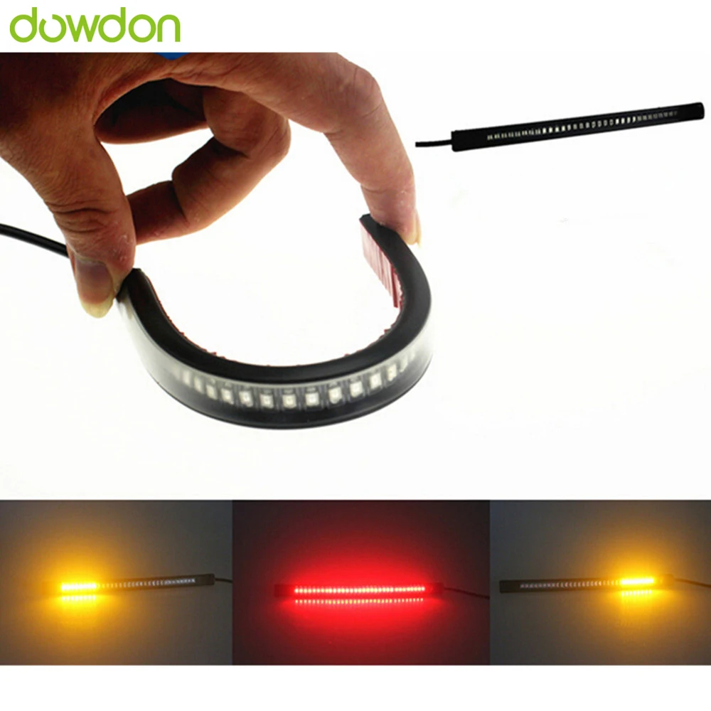 

48 SMD Flexible Motorcycle Car LED Brake Turn Signal Indicator Amber Tail Light LED Strip Light 20pcs/lot