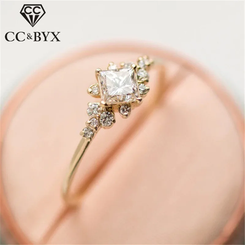 

CC Trendy Jewelry Rings For Women Square Cubic Zirconia Tail Ring Engagement Anel Temperament Simple Bijoux Femme CC2109