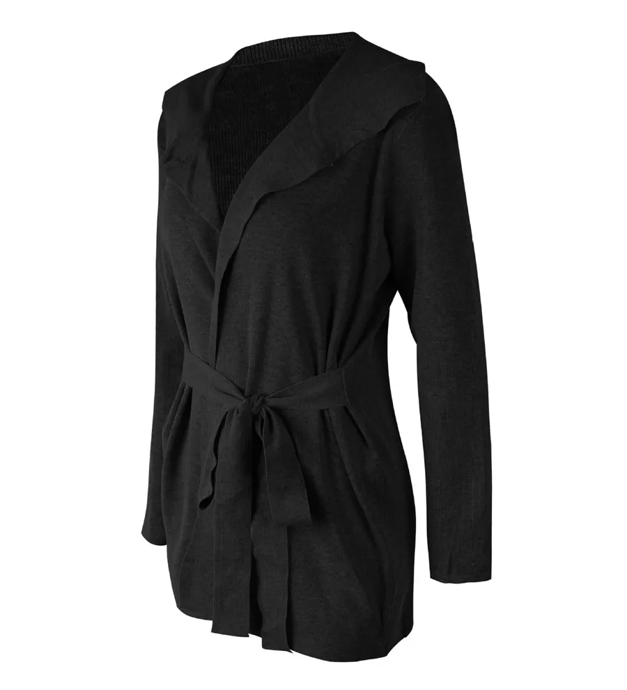 Gladiolus Fashion 2018 Autumn Winter Sweater Women Long Sleeve Turn-Down Collar Belt Tunic Women Knitted Sweater Long Cardigan  (19)
