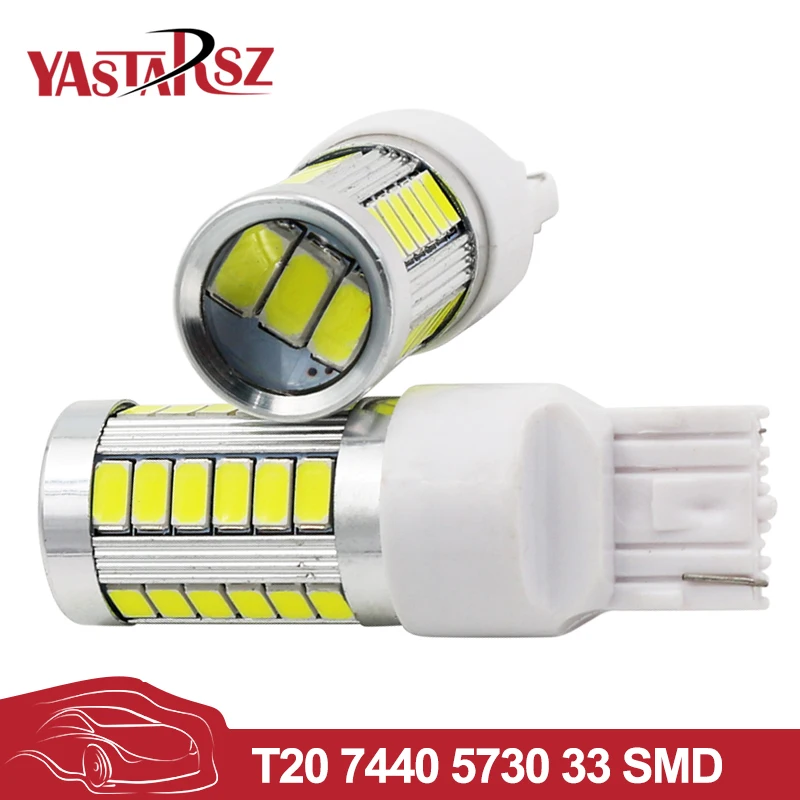

2PCS T20 7440 W21W WY21W 33 smd 5730 5630 LED Car Yellow Turn Signal Bulb Red Brake light White Auto Reverse Lamps 12V 2X