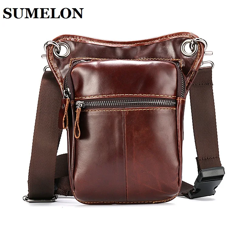 

100% Genuine Leather Men Waist Packs Shoulder Bags Belt Bag Travel Waist Pack Male Waist Bag Leather Pouch Messenger Bags