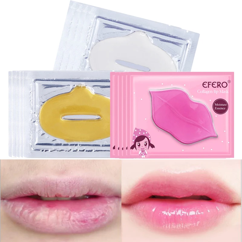 5Packs Collagen Lip Mask Pads Moisturizing Crystal Lip Patches Essence