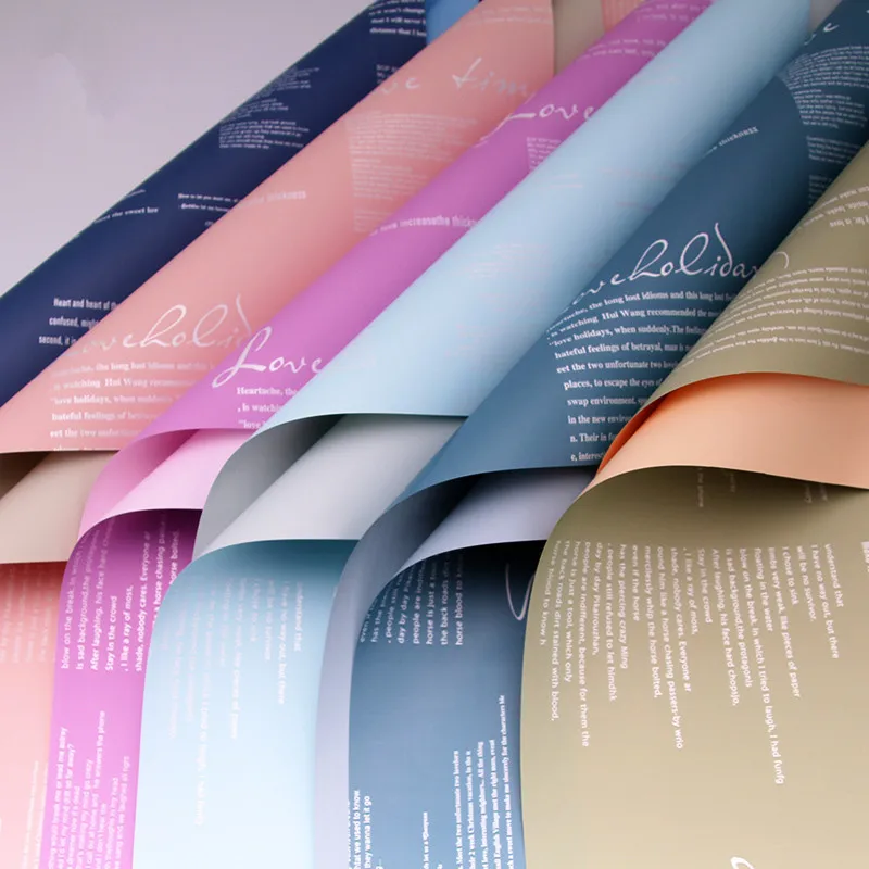 

20pcs/lot Solid Color Korean Flower Wrapping Paper English Letters Patterned Decorative Paper