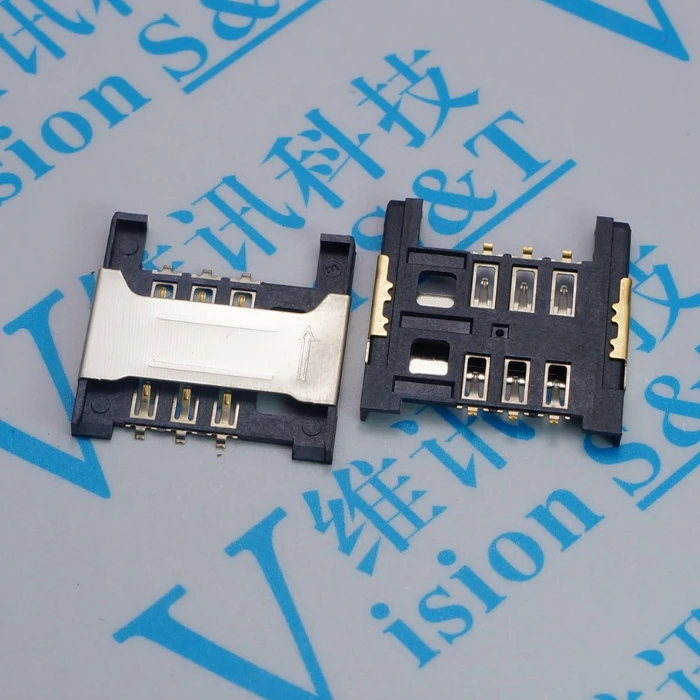 10 шт./лот sim колода 6Pin с золотым блеском 1 8 толщина 6 соединитель для ног |