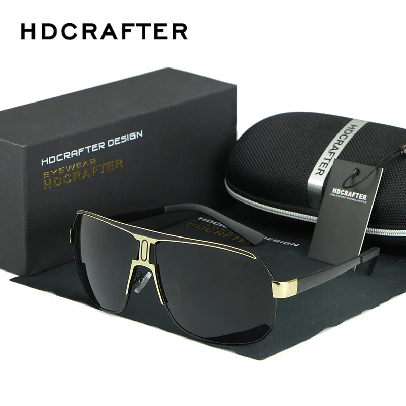 

HDCRAFTER Mens Retro Polarized Sunglasses Men Ovesized Luxury Brand Designer Mirror Coating Sun Glasses Man Sunglass Oculos Male