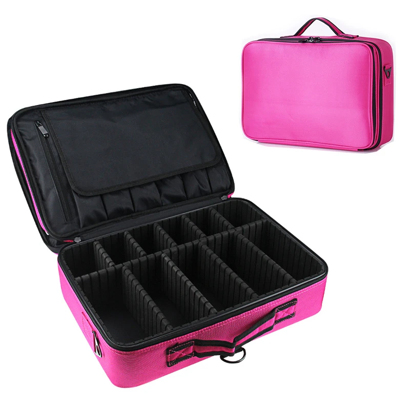 Women Professional Makeup Organizer Large Capacity Storage Case Oxford Cosmetic Bag High Quality Casual Disassembly Suitcase