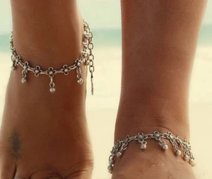 2015 модные очаровательные ножные браслеты винтажные бижутерия для ног древний посеребренный Цветок Монета браслет на лодыжку для сексуальных женщин - изображение