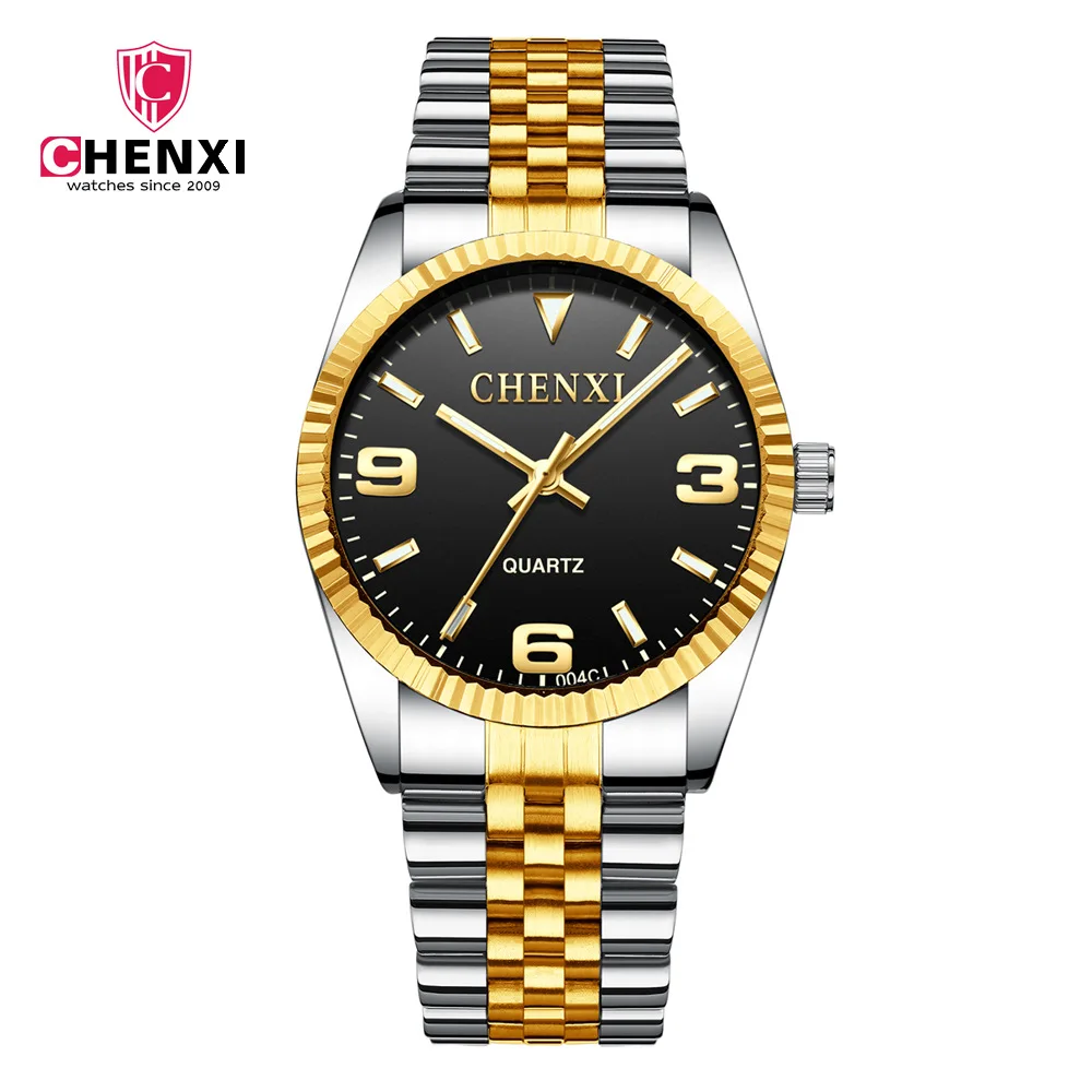 

Direct wholesale explosive men's and women's watches business couples watch steel band waterproof watch quartz watch 004C gold