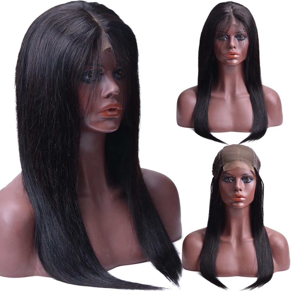 

150% Density Lace closure Wig Pre Plucked With Baby Hair Straight Brazilian Lace closure Human Hair Wigs Remy Hair