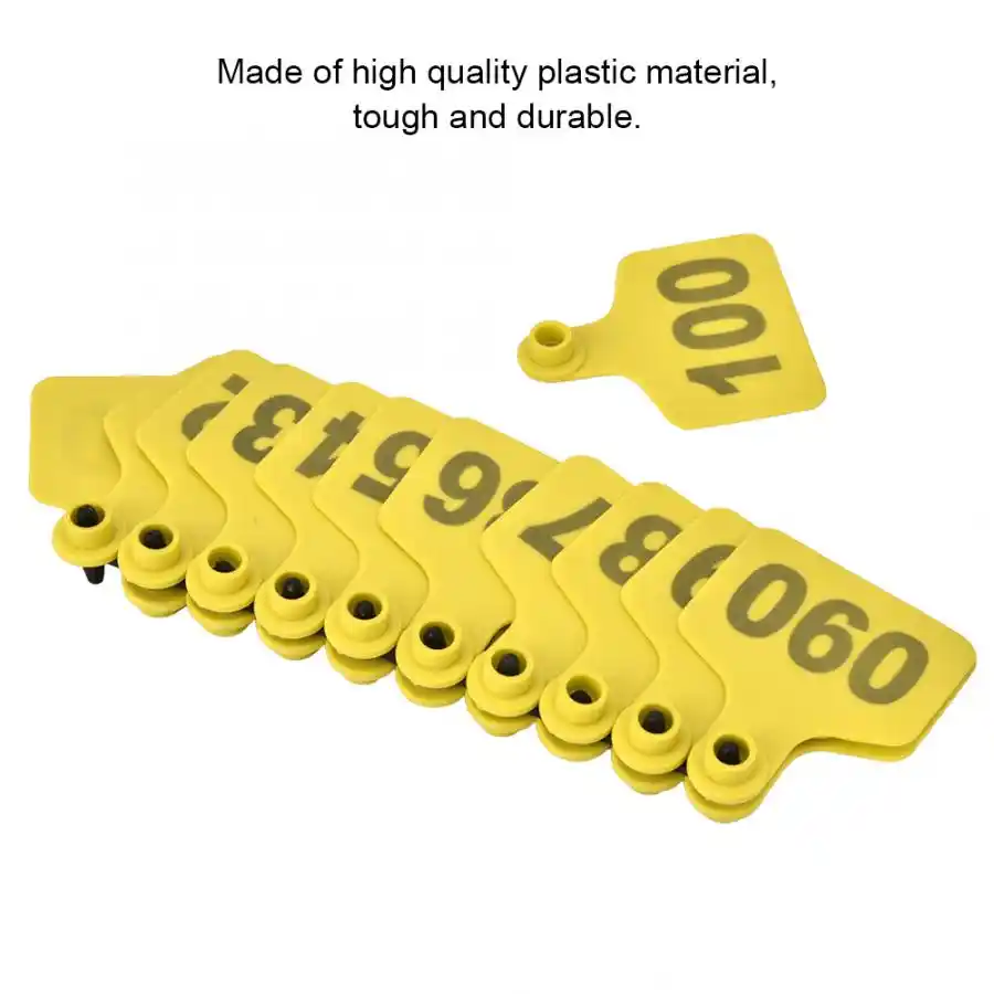 Goat Sheep Pig 1-100 Number Plastic Livestock Ear Tag With Yellow Color