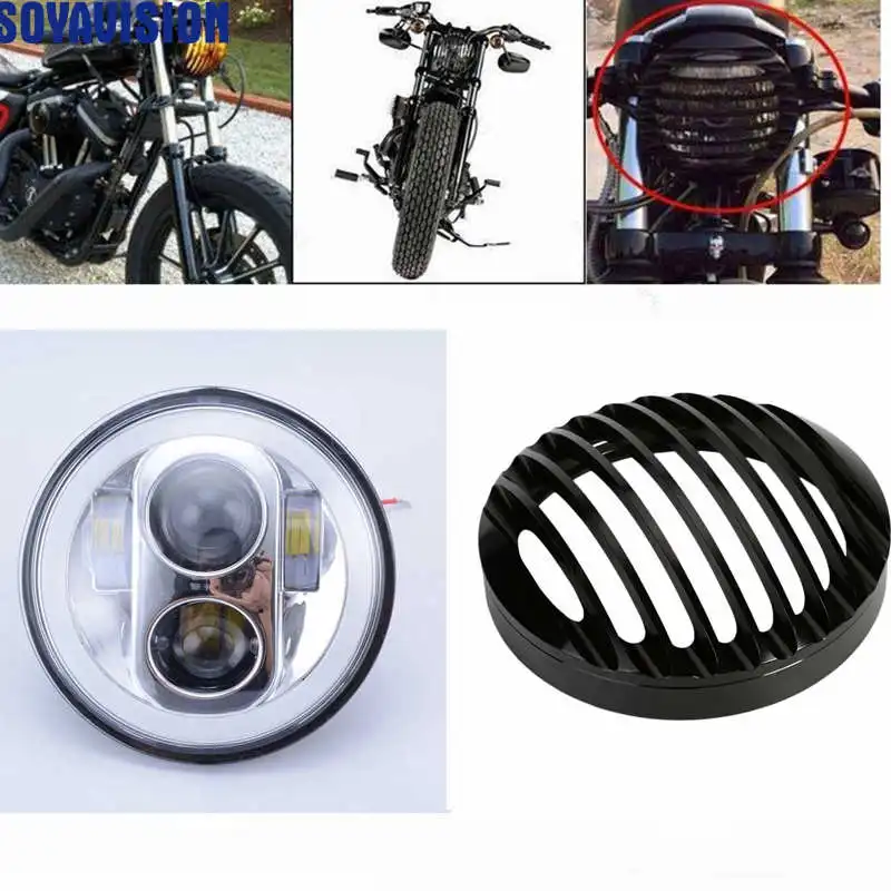 Halo Фара 5 3/4 &quotмотоцикл фара Гриль Крышка для Harley Sportster XL 883 1200 мотоцикл 75 головных