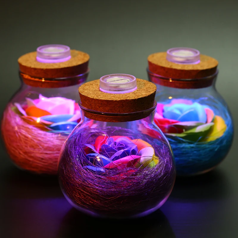 1PCS Rose Light Bottle With Gift Bag As Creative Gift For Festival Celebration Boyfriend Girlfriend Children