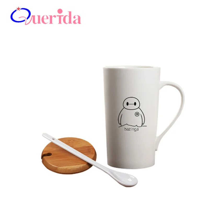 

20OZ 600ml Creative Super White Coffee Mug Cartoon Milk Cup With lid Spoon Ceramic Cup Home Office Porcelain Tea Drinking Mug