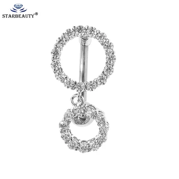 Starbeauty 1Pc Full CZ Dangle Ball Button Barbell Bar Belly Navel Ring Body Piercing  women' Fashion Gift