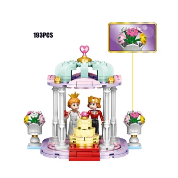 

Hot Fairy tale Princess and Prince Wedding scenes building block figures assemable bricks toys for girls gifts