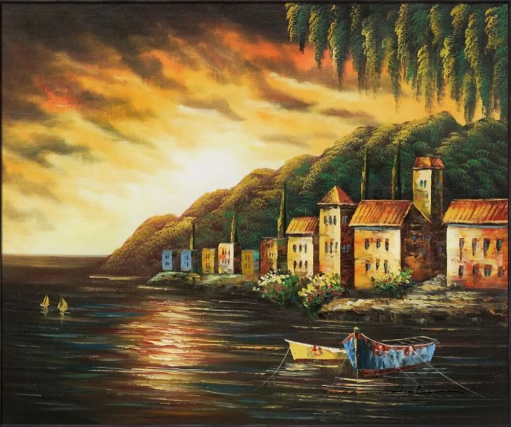 

Современный Морской пейзаж, декоративное искусство, картина маслом, настенная живопись на холсте, береговая линия, закат II 100%, ручная роспись, искусство