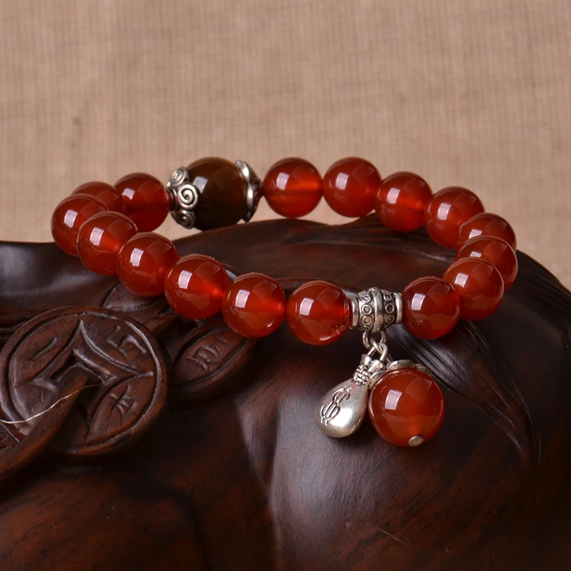 

Natural Red Bracelet Tiger Eye Stone Round Beads Bracelets Bangles Women Stone Jewelry
