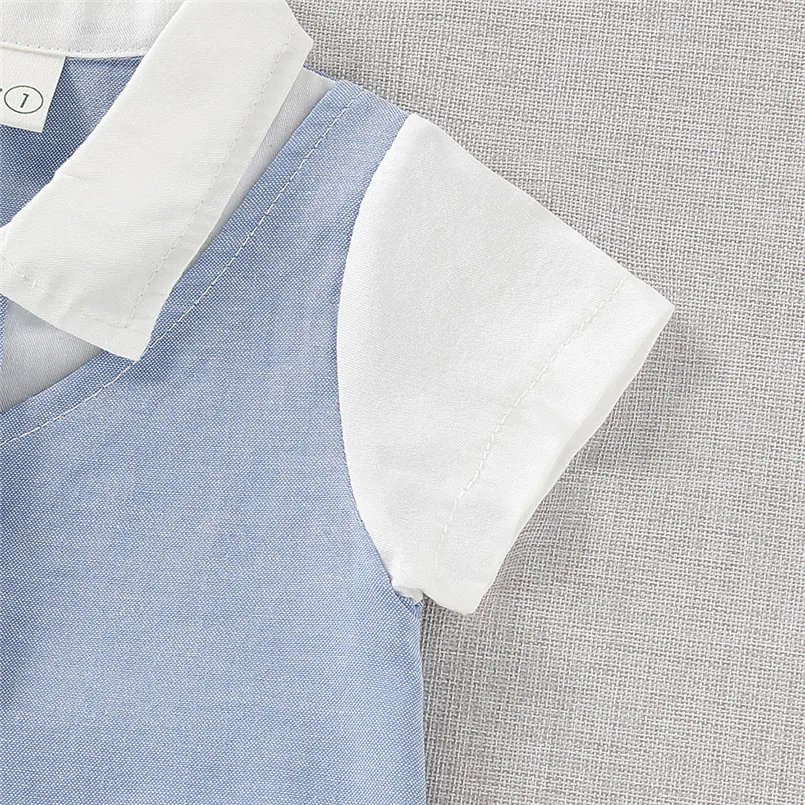 The new fashion cute design Infant Baby Boys Short Sleeve Gentleman Romper Necktie Tie Solid Print Jumpsuit  (4)