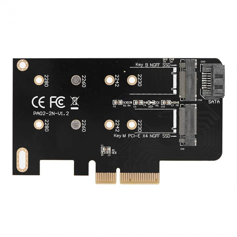 

Miner 2 Ports NGFF M.2 B + M Key To PCI-E 4X 3.0 Riser Card External for Laptop Computer SSD To PCI Express