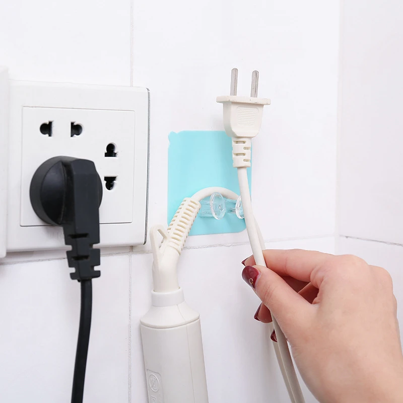 

1Pcs Power Plug Socket Hook Rack Holder Hanger Home Wall Decor Organizer Seamless Powerful Transparent Office Adhesive Plastic